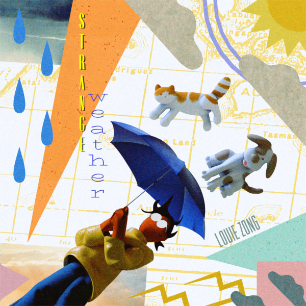 person holding an umbrella,a cat and dog fall down